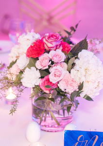 fresh floral wedding centerpiece in pink and white